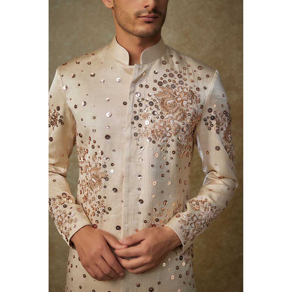 Masumi Mewawalla Beige Embroidered Sherwani with Pant (Set of 2)