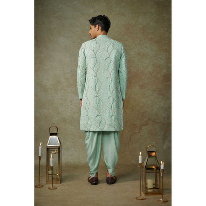 Masumi Mewawalla Mint Green Embroidered Sherwani with Dhoti (Set of 2)