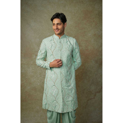 Masumi Mewawalla Mint Green Embroidered Sherwani with Dhoti (Set of 2)