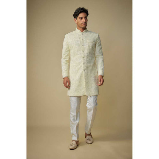 Masumi Mewawalla Beige Embroidered Sherwani with Pant (Set of 2)