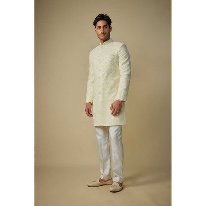 Masumi Mewawalla Beige Embroidered Sherwani with Pant (Set of 2)