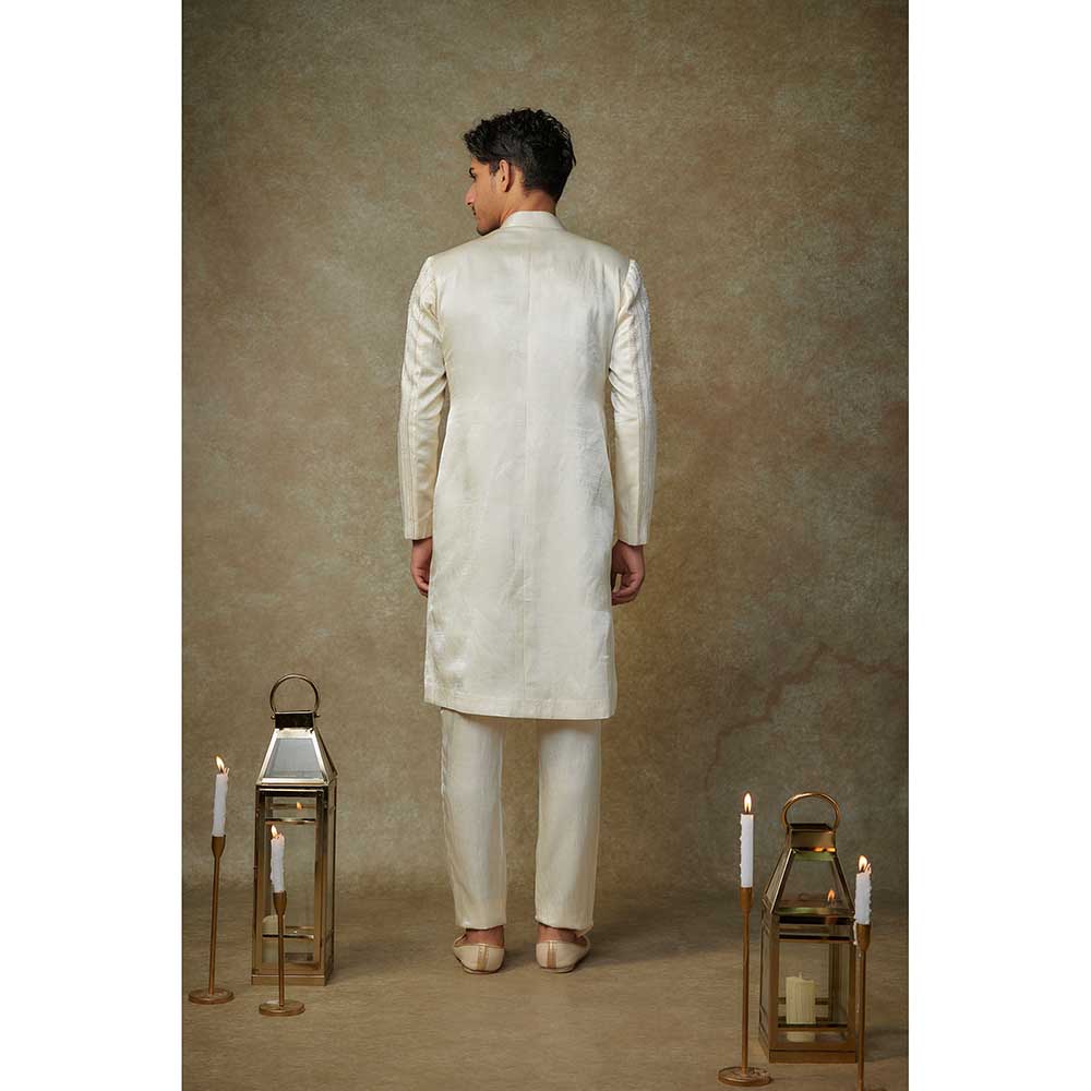 Masumi Mewawalla Beige Crystal Embroidered Sherwani with Pant (Set of 2)