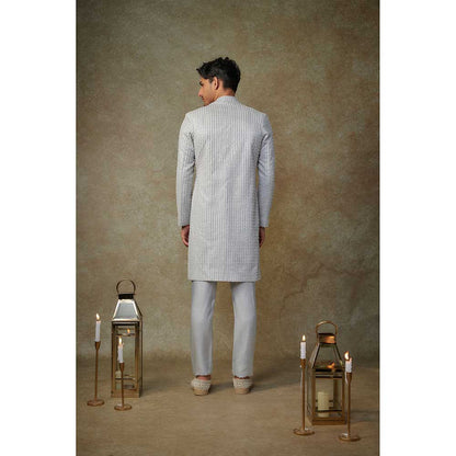 Masumi Mewawalla Grey Embroidered Sherwani with Pant (Set of 2)