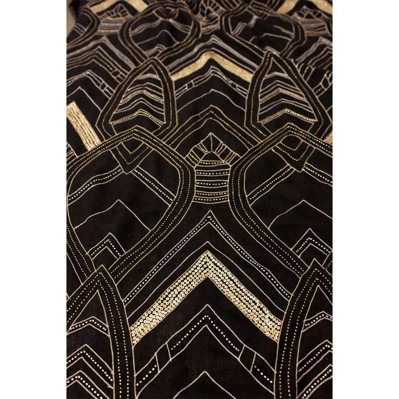 MAULI CASHMERE Aztec Gold Embroidered Pure Cashmere Stole