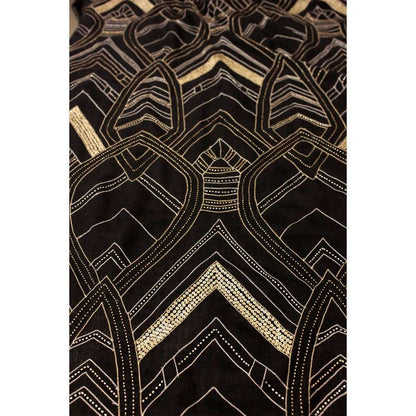 MAULI CASHMERE Aztec Gold Embroidered Pure Cashmere Stole