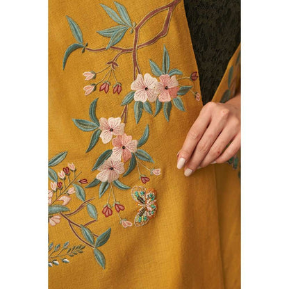 MAULI CASHMERE A Garden Diary Embroidered Fine Merino Wool Stole