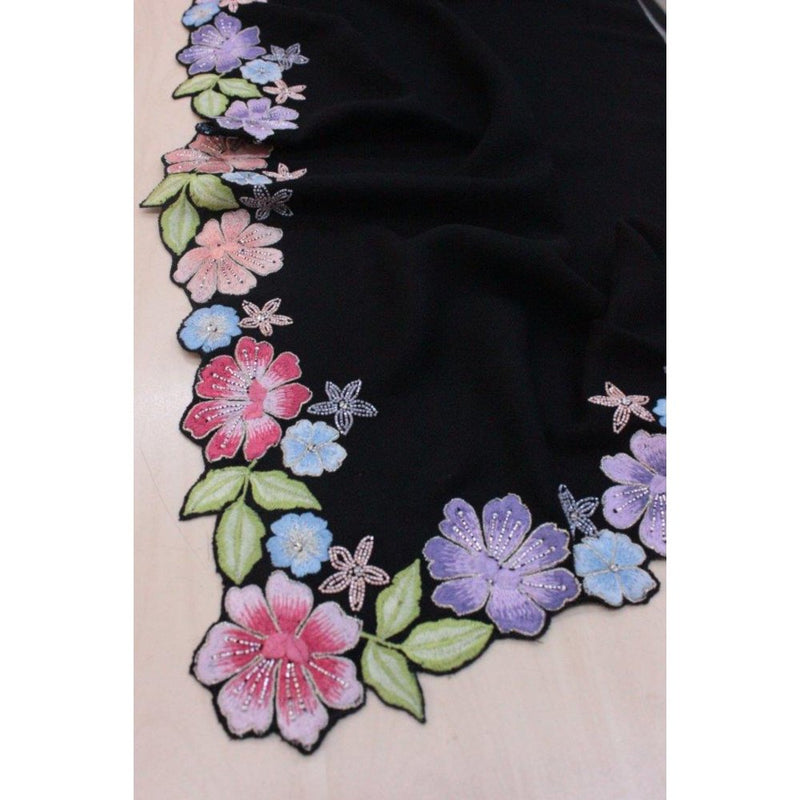 MAULI CASHMERE Floral Sprinkle Embroidered Wool Silk Stole