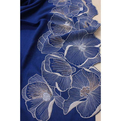 MAULI CASHMERE Poppy Affair Embroidered Wool Silk Stole