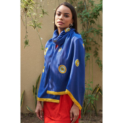 MAULI CASHMERE The Evil Eye Embroidered Wool Silk Stole