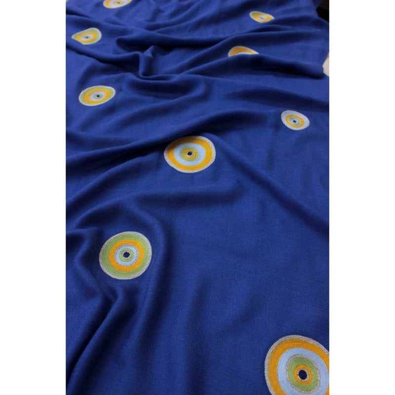 MAULI CASHMERE The Evil Eye Embroidered Wool Silk Stole