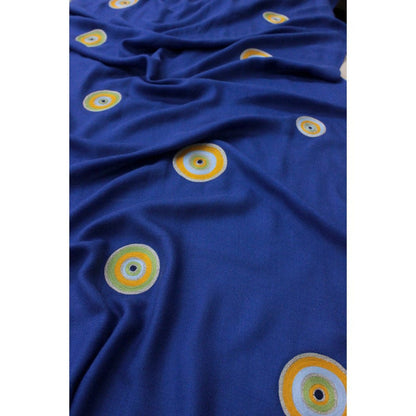 MAULI CASHMERE The Evil Eye Embroidered Wool Silk Stole
