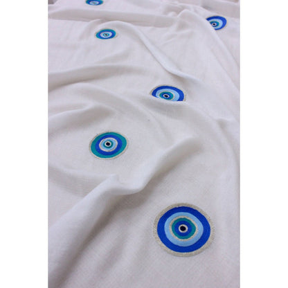 MAULI CASHMERE The Evil Eye Embroidered Wool Silk Stole