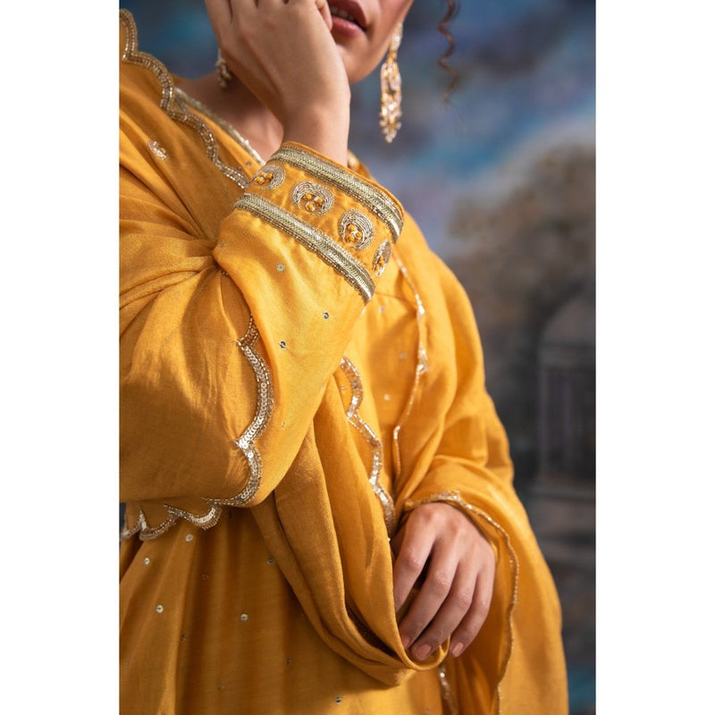 MEESA Asfar Mustard Kurta (Set of 3)