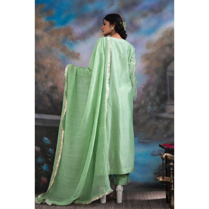 MEESA Akhdar Green Kurta (Set of 3)