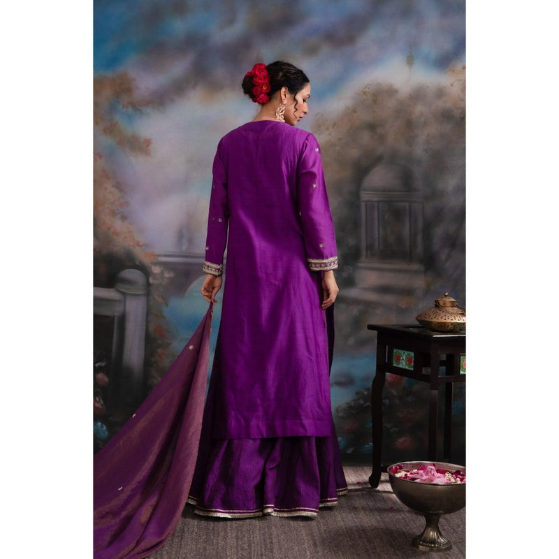 MEESA Jamani Purple Sharara (Set of 3)