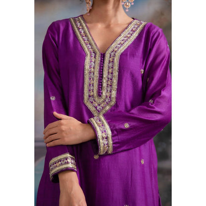MEESA Jamani Purple Sharara (Set of 3)