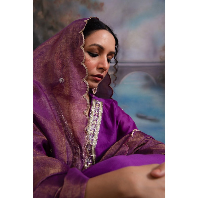 MEESA Jamani Purple Sharara (Set of 3)