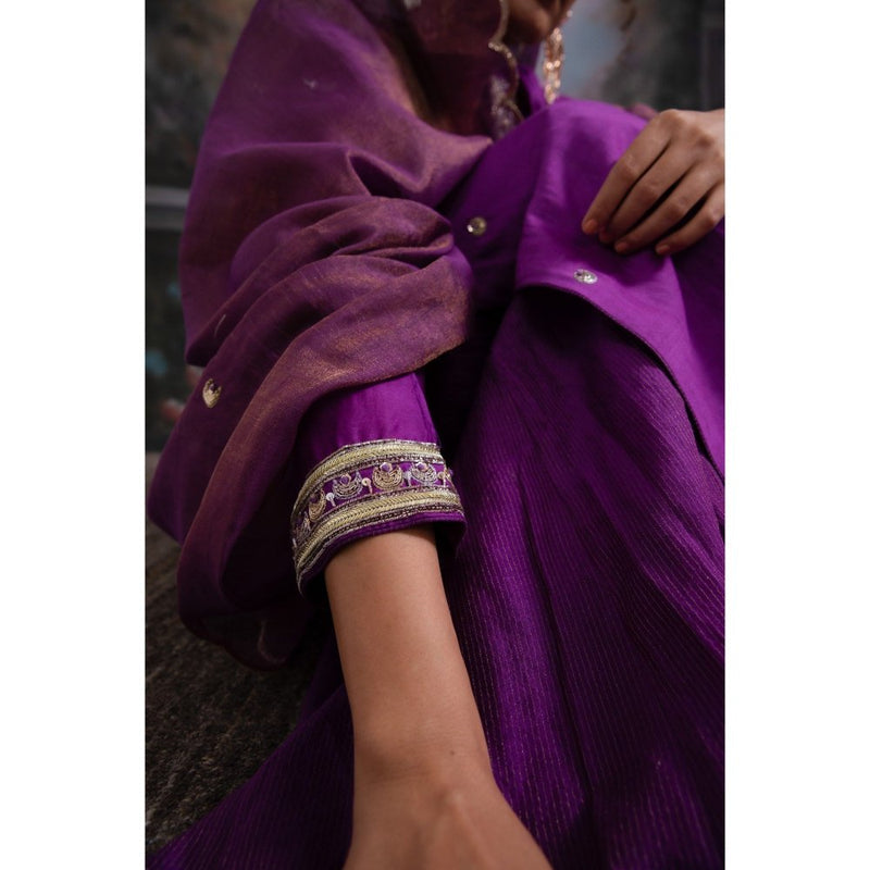 MEESA Jamani Purple Sharara (Set of 3)