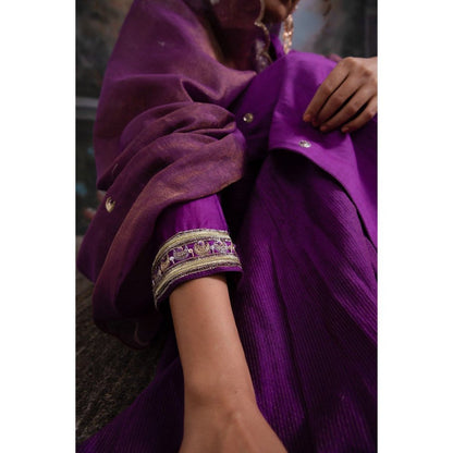MEESA Jamani Purple Sharara (Set of 3)