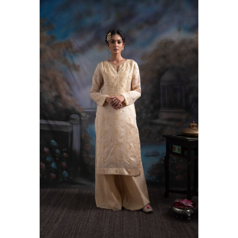 MEESA Safiyah Beige Palazzo (Set of 3)