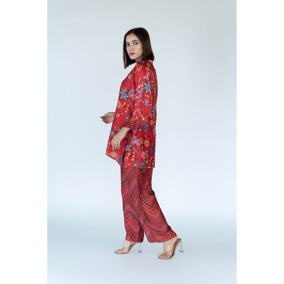 Meghna Panchmatia Red Royal Floral Print Co-Ord (Set of 2)