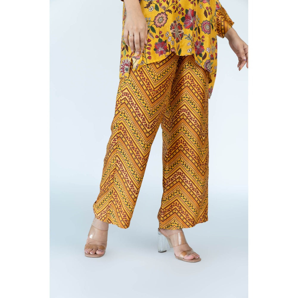 Meghna Panchmatia Yellow Royal Floral Print Co-Ord (Set of 2)