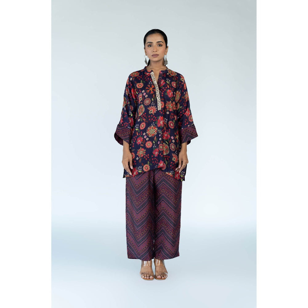 Meghna Panchmatia Purple Royal Floral Print Co-Ord (Set of 2)