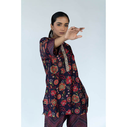 Meghna Panchmatia Purple Royal Floral Print Co-Ord (Set of 2)