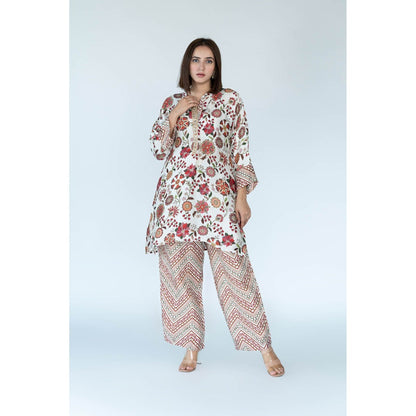 Meghna Panchmatia Ivory Royal Floral Print Co-Ord (Set of 2)