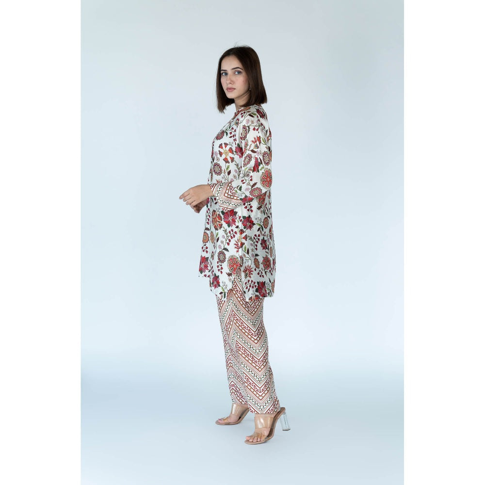 Meghna Panchmatia Ivory Royal Floral Print Co-Ord (Set of 2)