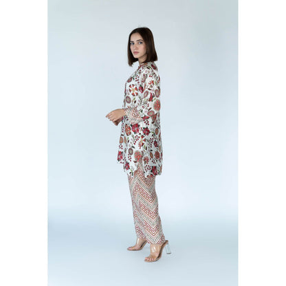Meghna Panchmatia Ivory Royal Floral Print Co-Ord (Set of 2)