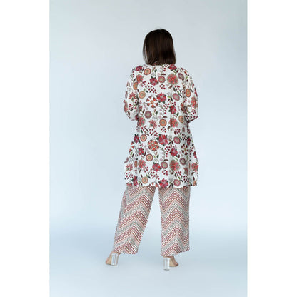 Meghna Panchmatia Ivory Royal Floral Print Co-Ord (Set of 2)