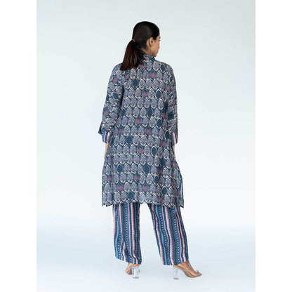 Meghna Panchmatia Blue Mughal Boota Co-Ord (Set of 3)