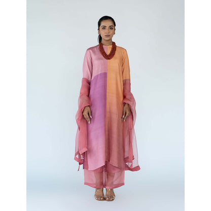 Meghna Panchmatia Peach Ombre Kurta with Pants and Dupatta (Set of 3)