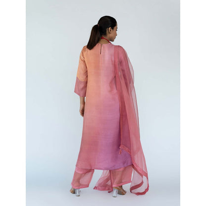 Meghna Panchmatia Peach Ombre Kurta with Pants and Dupatta (Set of 3)