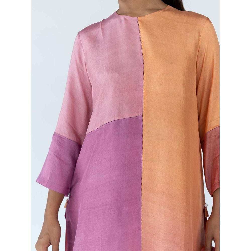 Meghna Panchmatia Peach Ombre Kurta with Pants and Dupatta (Set of 3)