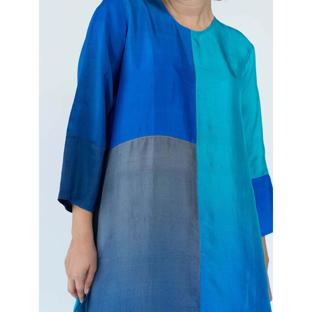 Meghna Panchmatia Blue Ombre Kurta with Pants and Dupatta (Set of 3)