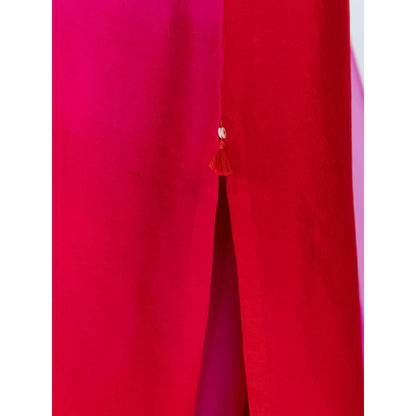 Meghna Panchmatia Pink Ombre Kurta with Pants and Dupatta (Set of 3)