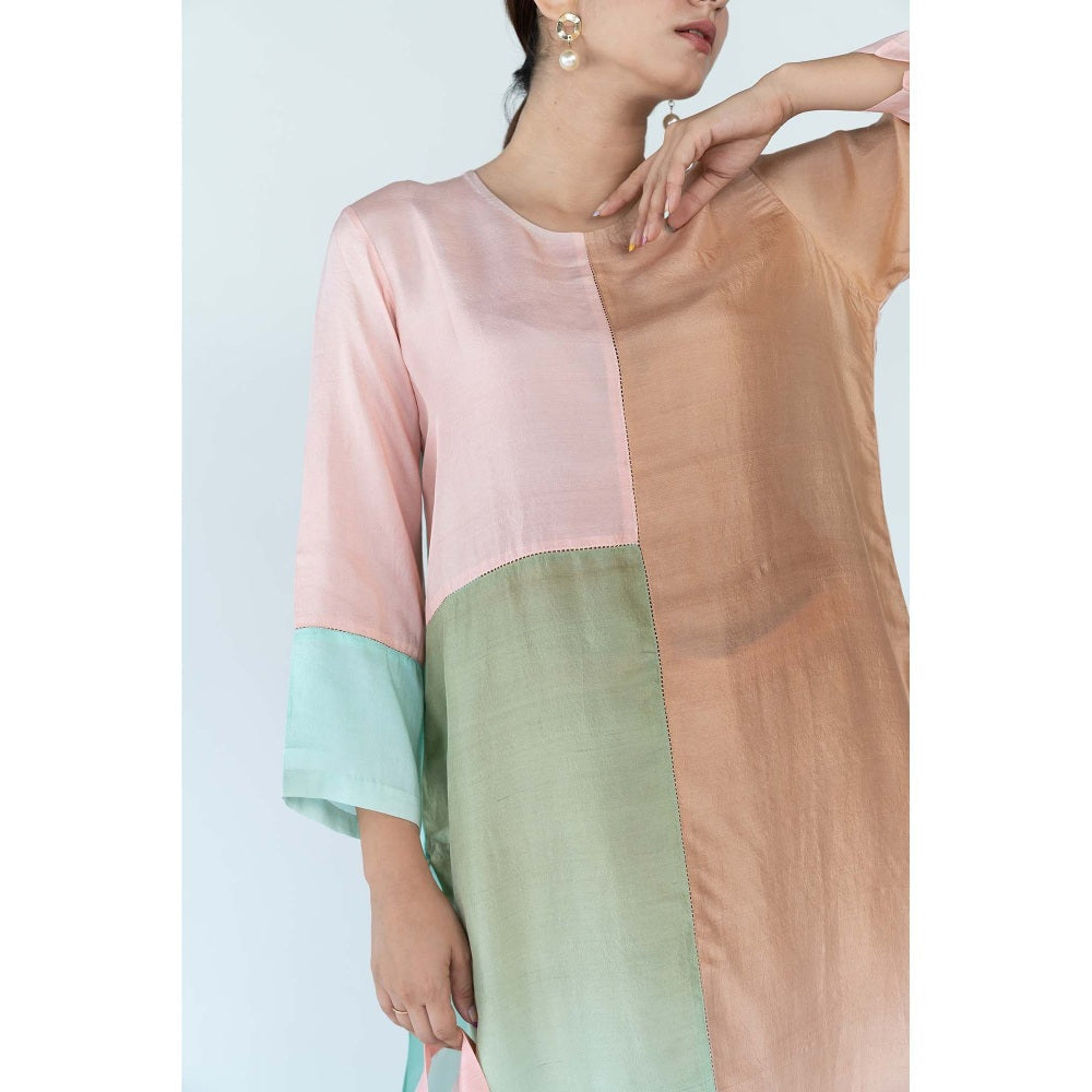 Meghna Panchmatia Beige Ombre Kurta with Pants and Dupatta (Set of 3)