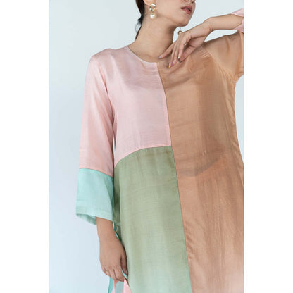 Meghna Panchmatia Beige Ombre Kurta with Pants and Dupatta (Set of 3)