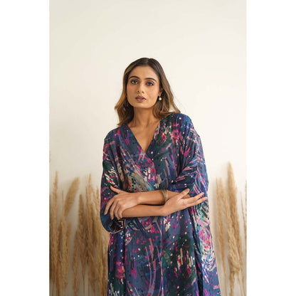 Meghna Panchmatia Navy Blue Abstract Antifit Midi Dress