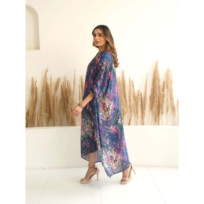 Meghna Panchmatia Navy Blue Abstract Antifit Midi Dress