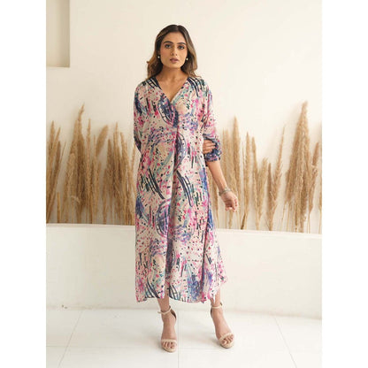 Meghna Panchmatia Ivory Abstract Antifit Midi Dress