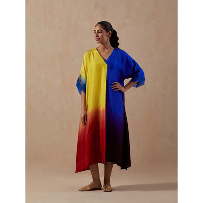 Meghna Panchmatia Yellow Ombre Midi Dress
