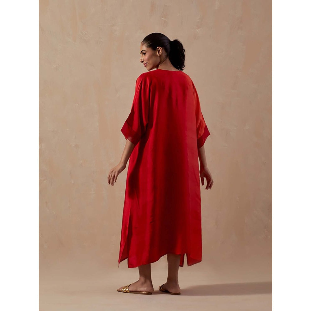 Meghna Panchmatia Red Ombre Midi Dress