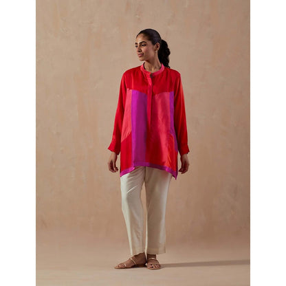 Meghna Panchmatia Red Ombre Colour Block Shirt