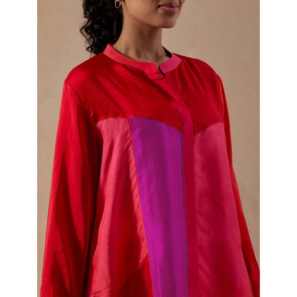 Meghna Panchmatia Red Ombre Colour Block Shirt