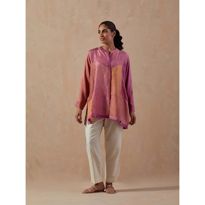 Meghna Panchmatia Mauve Ombre Colour Block Shirt