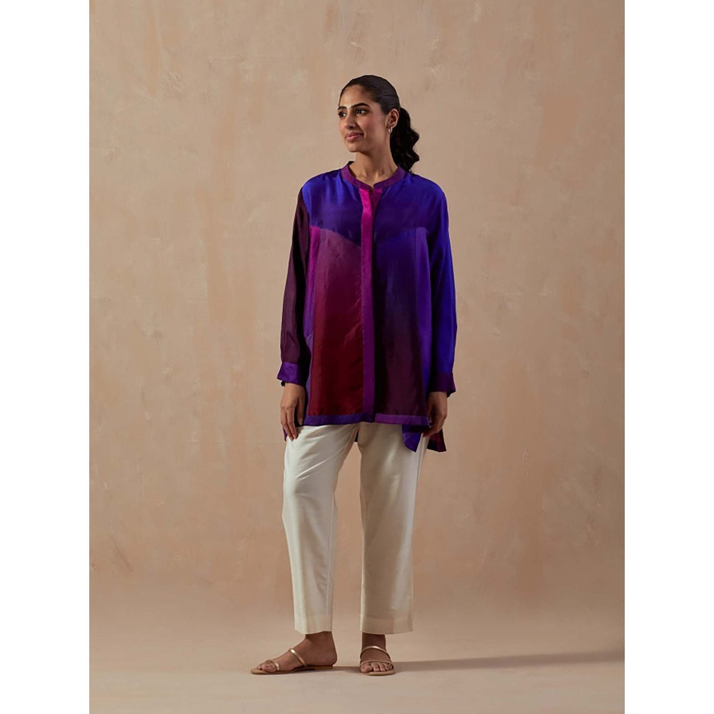 Meghna Panchmatia Deep Purple Ombre Colour Blocked Shirt