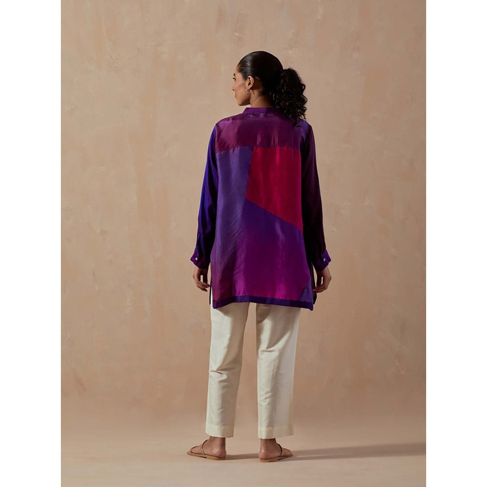 Meghna Panchmatia Deep Purple Ombre Colour Blocked Shirt